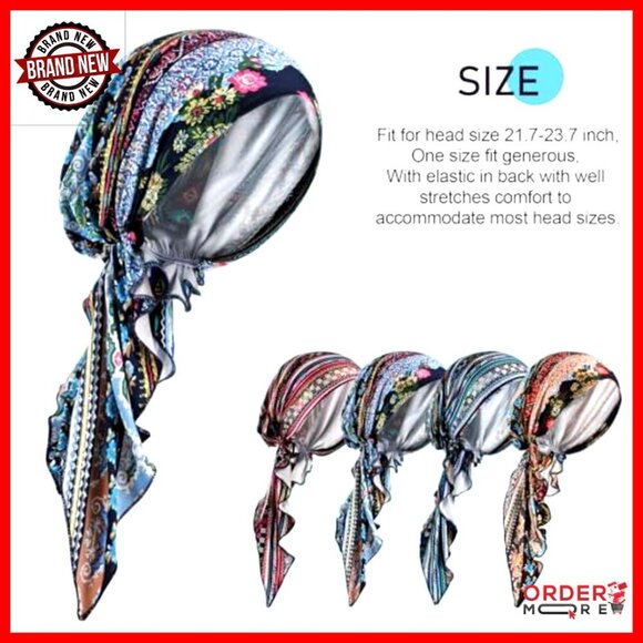 4 Pack Pre-Tied Chemo Headwear Cotton Turbans for Women Patients main image 5